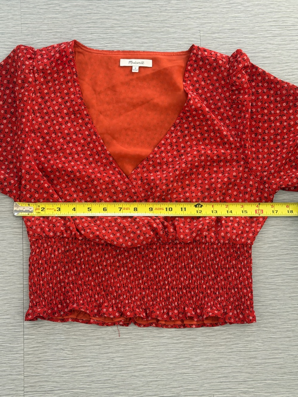 Madewell Julianne Smocked-Waist Top in Ground Madder, floral pattern Medium - Picture 7 of 9